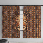 African Mask Printed Mudcloth Window Curtain Afro Bogolan