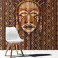 African Mask Printed Mudcloth Window Curtain Afro Bogolan