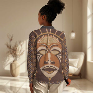 African Mask Printed Mudcloth Women Casual Shirt Afro Bogolan DT03