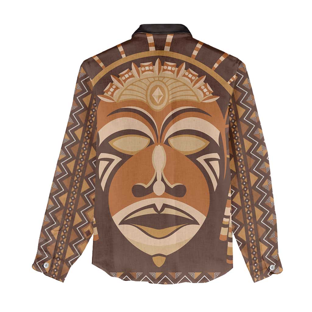 African Mask Printed Mudcloth Women Casual Shirt Afro Bogolan DT03