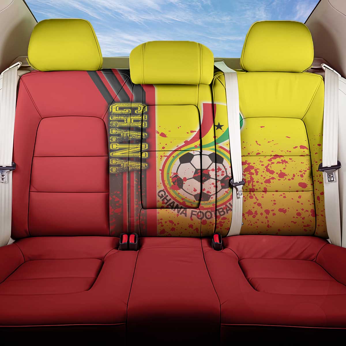 Ghana Soccer Back Car Seat Cover Black Stars Football - Road To Champion