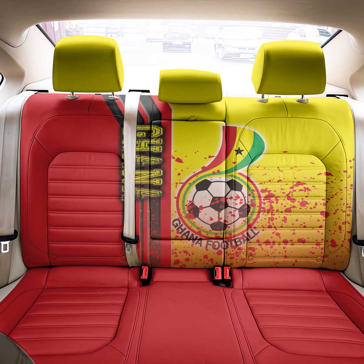 Ghana Soccer Back Car Seat Cover Black Stars Football - Road To Champion