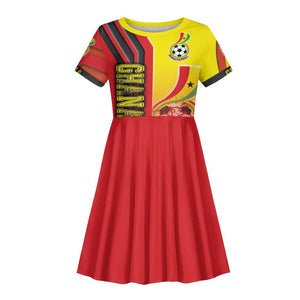 Ghana Soccer Kid Short Sleeve Dress Black Stars Football - Road To Champion