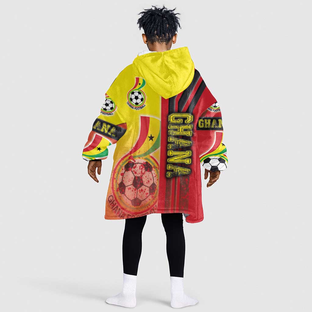Ghana Soccer Kid Wearable Blanket Hoodie Black Stars Football - Road To Champion