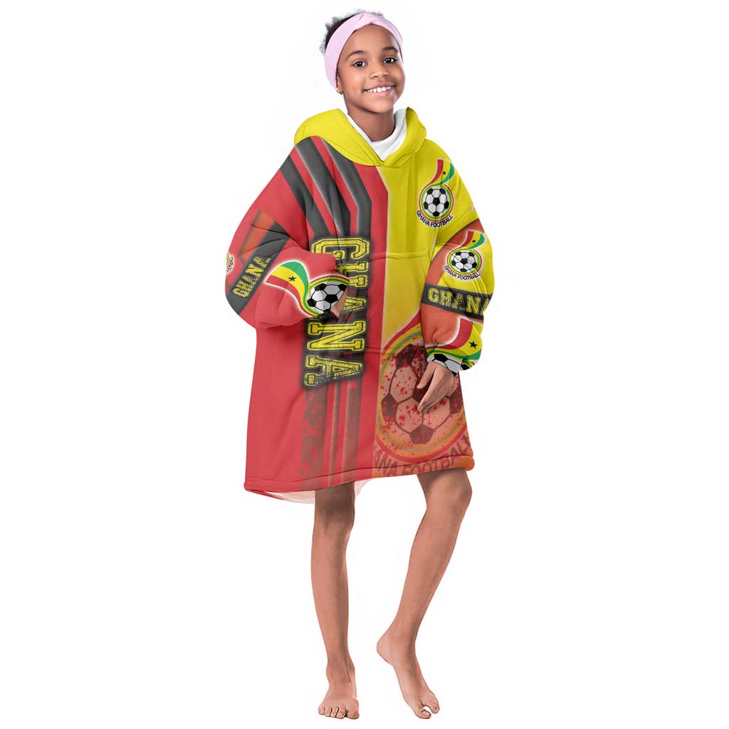 Ghana Soccer Kid Wearable Blanket Hoodie Black Stars Football - Road To Champion