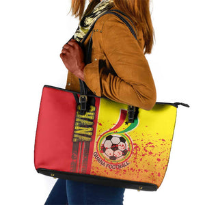 Ghana Soccer Leather Tote Bag Black Stars Football - Road To Champion