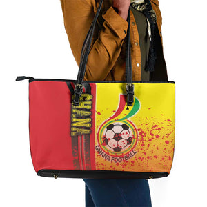 Ghana Soccer Leather Tote Bag Black Stars Football - Road To Champion