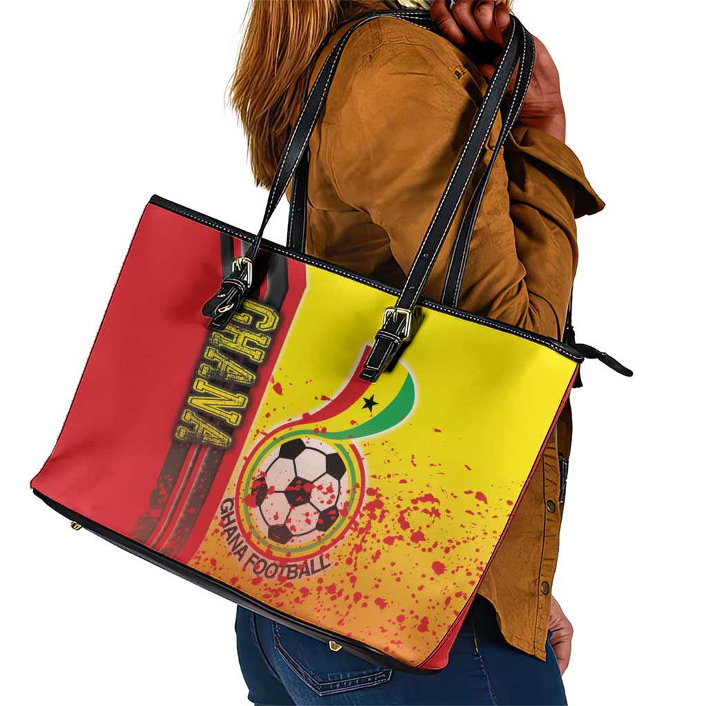 Ghana Soccer Leather Tote Bag Black Stars Football - Road To Champion