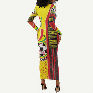 Ghana Soccer Long Sleeve Bodycon Dress Black Stars Football - Road To Champion DT03
