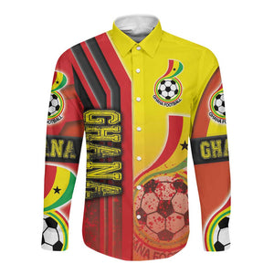 Ghana Soccer Long Sleeve Button Shirt Black Stars Football - Road To Champion