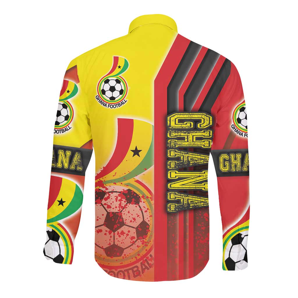 Ghana Soccer Long Sleeve Button Shirt Black Stars Football - Road To Champion
