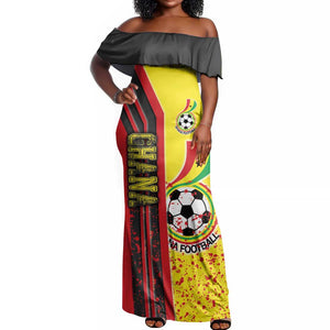 Ghana Soccer Off Shoulder Maxi Dress Black Stars Football - Road To Champion