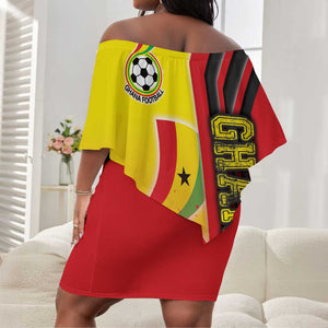 Ghana Soccer Off Shoulder Short Dress Black Stars Football - Road To Champion