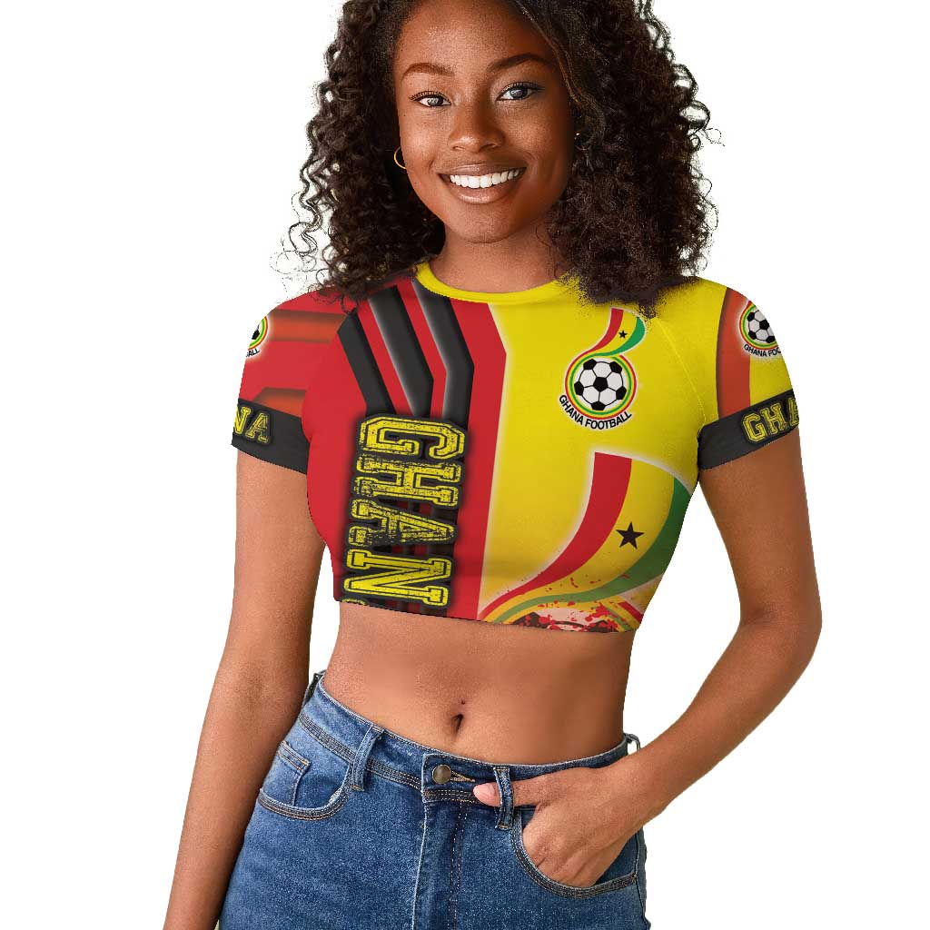 Ghana Soccer Raglan Cropped T shirt Black Stars Football - Road To Champion