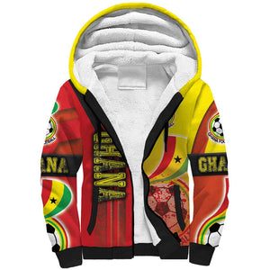 Ghana Soccer Sherpa Hoodie Black Stars Football - Road To Champion