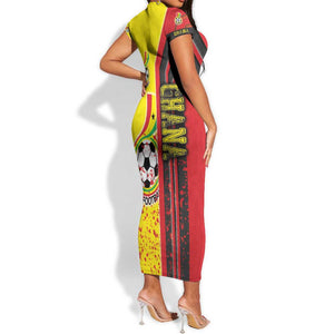 Ghana Soccer Short Sleeve Bodycon Dress Black Stars Football - Road To Champion DT03
