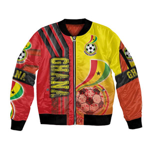 Ghana Soccer Sleeve Zip Bomber Jacket Black Stars Football - Road To Champion