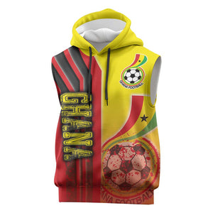 Ghana Soccer Sleeveless Hoodie Black Stars Football - Road To Champion - African Pride