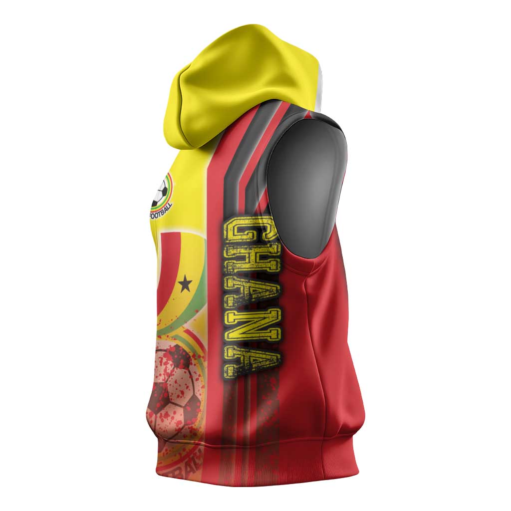 Ghana Soccer Sleeveless Hoodie Black Stars Football - Road To Champion - African Pride