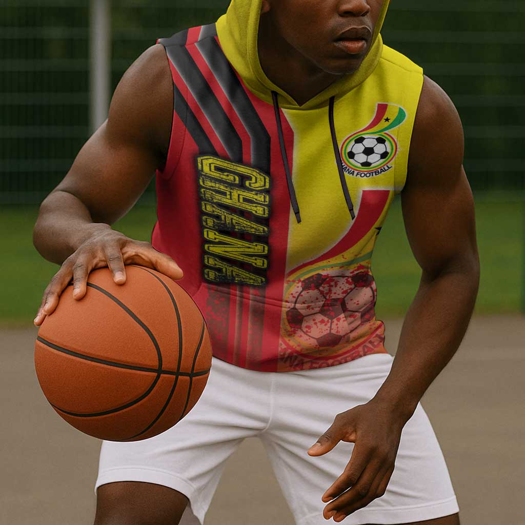 Ghana Soccer Sleeveless Hoodie Black Stars Football - Road To Champion - African Pride