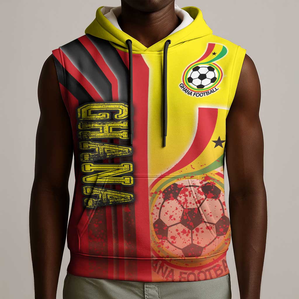 Ghana Soccer Sleeveless Hoodie Black Stars Football - Road To Champion - African Pride