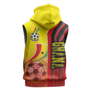 Ghana Soccer Sleeveless Zip Hoodie Black Stars Football - Road To Champion - African Pride