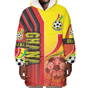Ghana Soccer Wearable Blanket Hoodie Black Stars Football - Road To Champion
