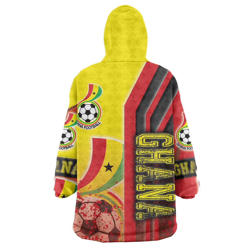 Ghana Soccer Wearable Blanket Hoodie Black Stars Football - Road To Champion