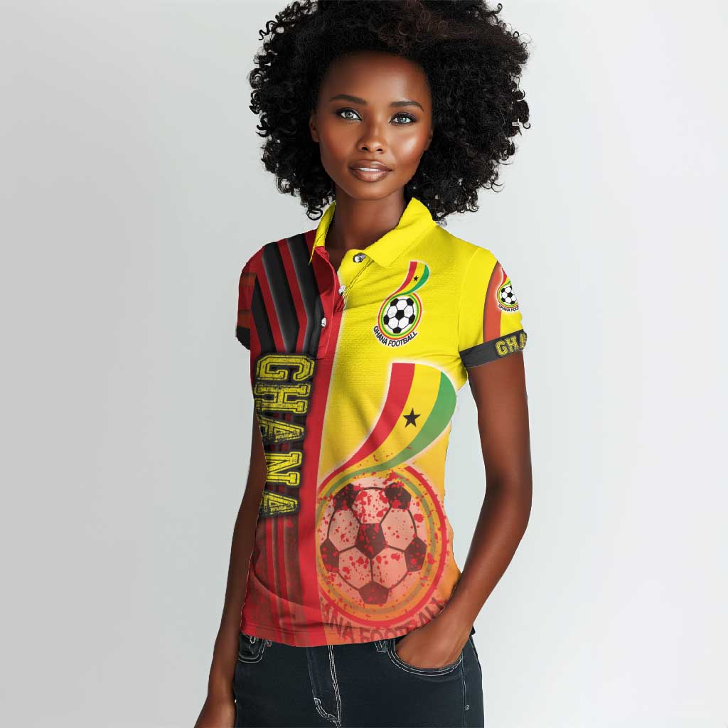 Ghana Soccer Women Polo Shirt Black Stars Football - Road To Champion