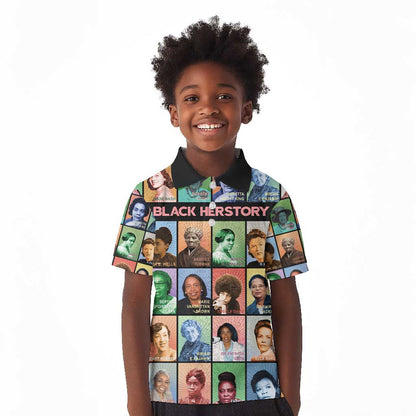 Afro Black Herstory Kid Polo Shirt African Women History