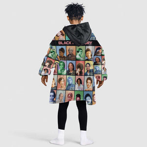 Afro Black Herstory Kid Wearable Blanket Hoodie African Women History