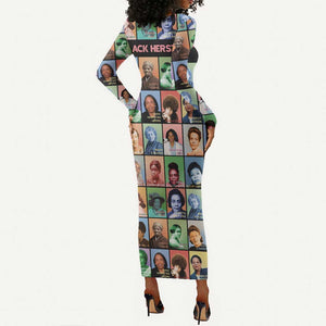 Afro Black Herstory Long Sleeve Bodycon Dress African Women History DT03
