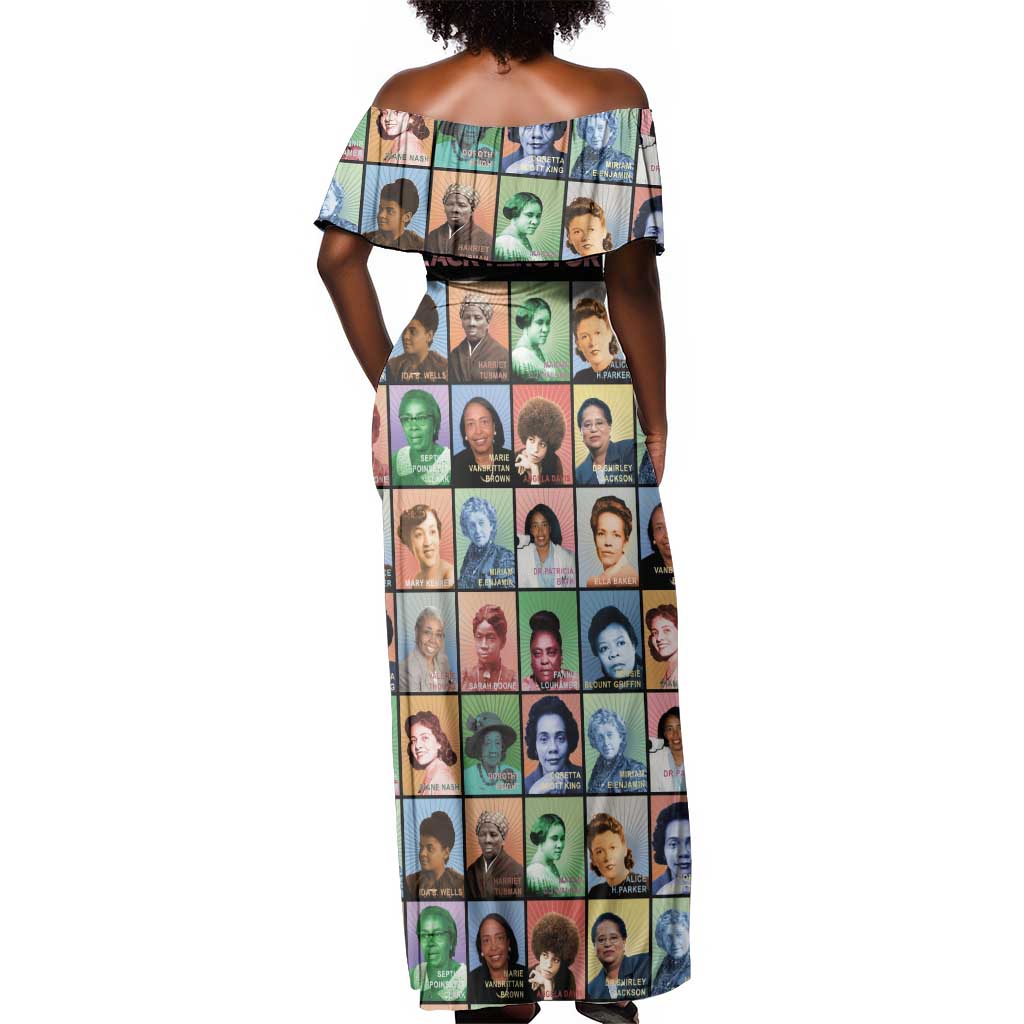 Afro Black Herstory Off Shoulder Maxi Dress African Women History