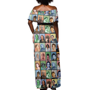 Afro Black Herstory Off Shoulder Maxi Dress African Women History