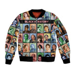 Afro Black Herstory Sleeve Zip Bomber Jacket African Women History