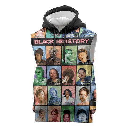 Afro Black Herstory Sleeveless Hoodie African Women History - African Pride