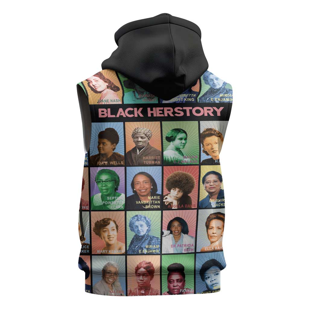 Afro Black Herstory Sleeveless Zip Hoodie African Women History - African Pride