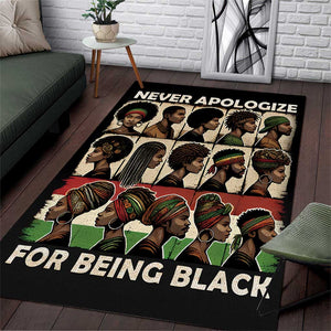 Never Apologize for Being Black Area Rug African Pride