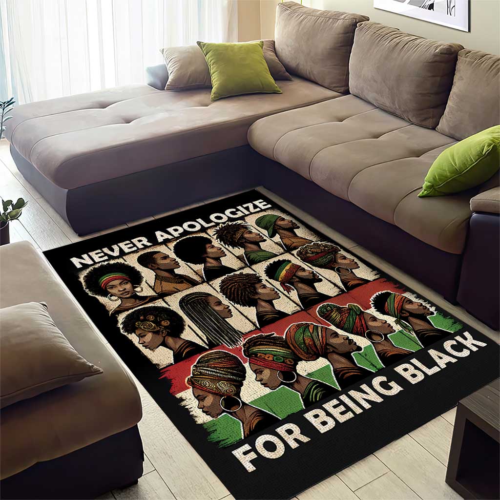 Never Apologize for Being Black Area Rug African Pride