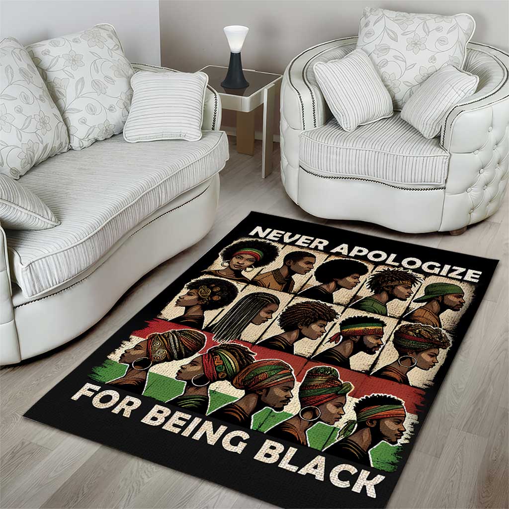 Never Apologize for Being Black Area Rug African Pride