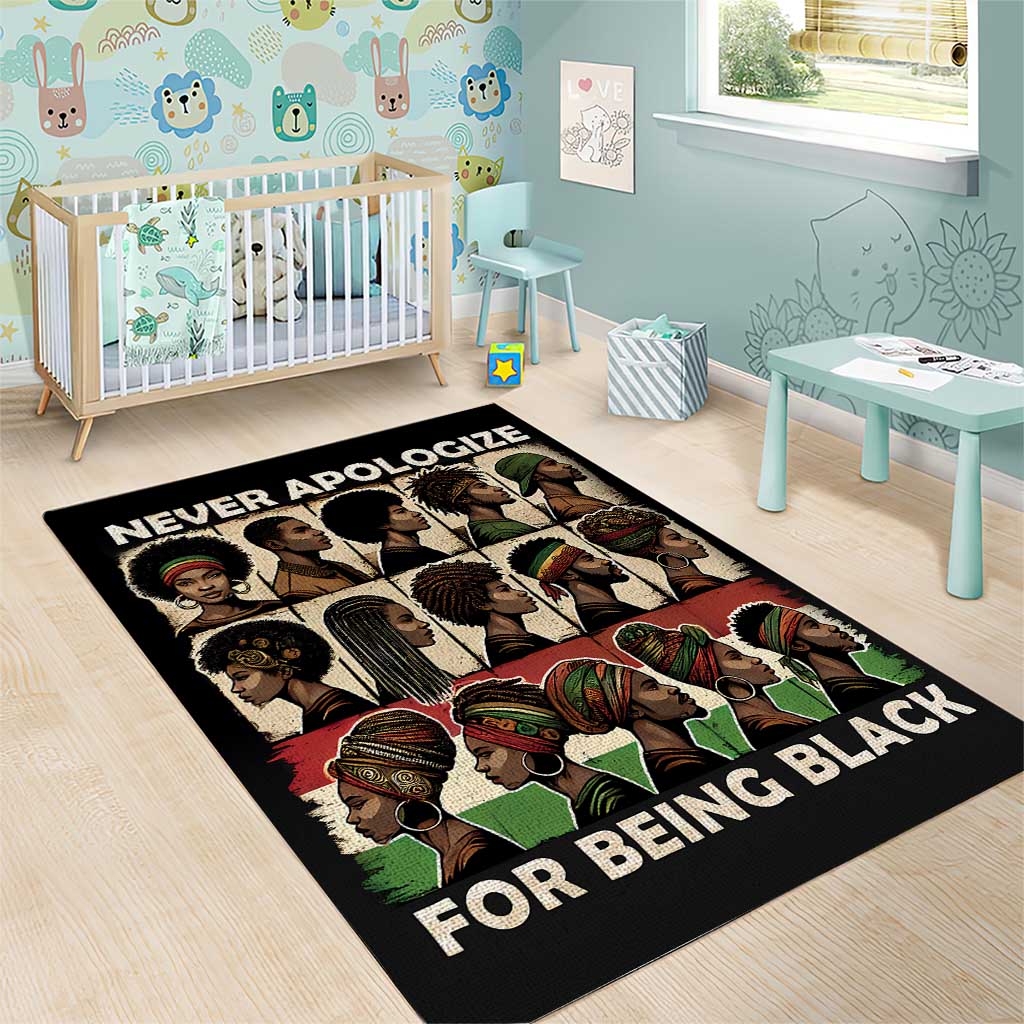 Never Apologize for Being Black Area Rug African Pride