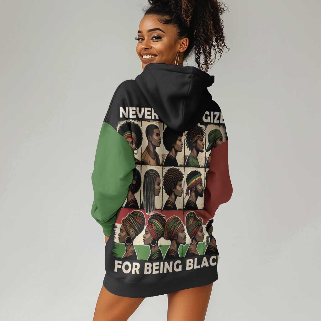 Never Apologize for Being Black Hoodie Dress African Pride
