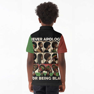 Never Apologize for Being Black Kid Polo Shirt African Pride