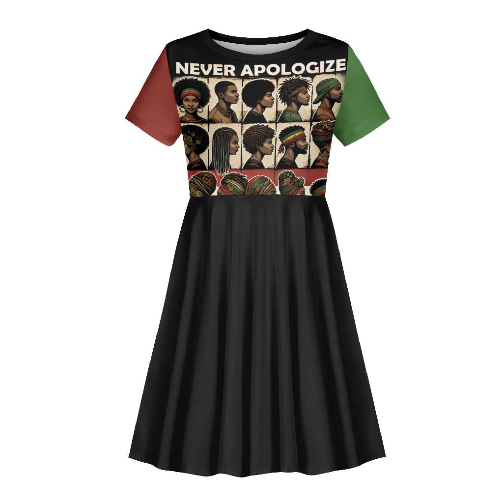 Never Apologize for Being Black Kid Short Sleeve Dress African Pride