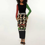 Never Apologize for Being Black Long Sleeve Bodycon Dress African Pride DT03