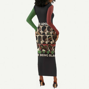 Never Apologize for Being Black Long Sleeve Bodycon Dress African Pride DT03