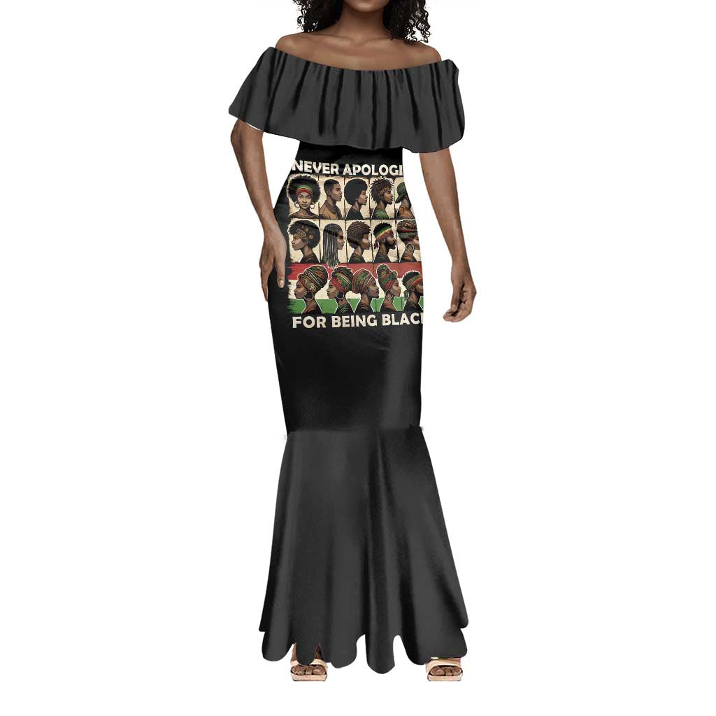Never Apologize for Being Black Mermaid Dress African Pride