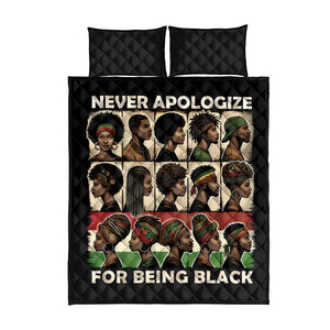 Never Apologize for Being Black Quilt Bed Set African Pride