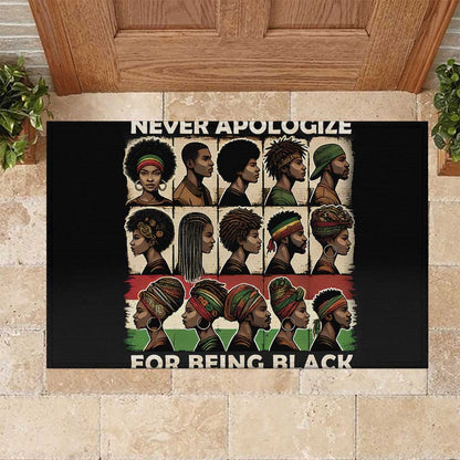 Never Apologize for Being Black Rubber Doormat African Pride