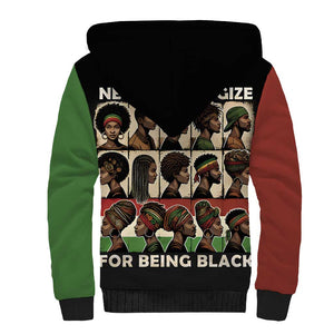 Never Apologize for Being Black Sherpa Hoodie African Pride
